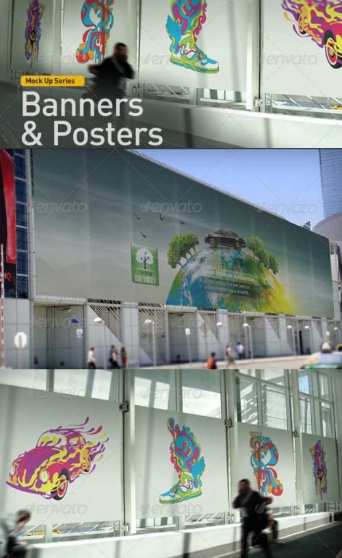 دانلود طرح لایه باز پیش نمایش پوستر و بنر Banner Poster Mock-Up