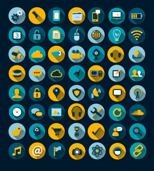 دانلود مجموعه آیکون های وکتور Long shadow retro icon set